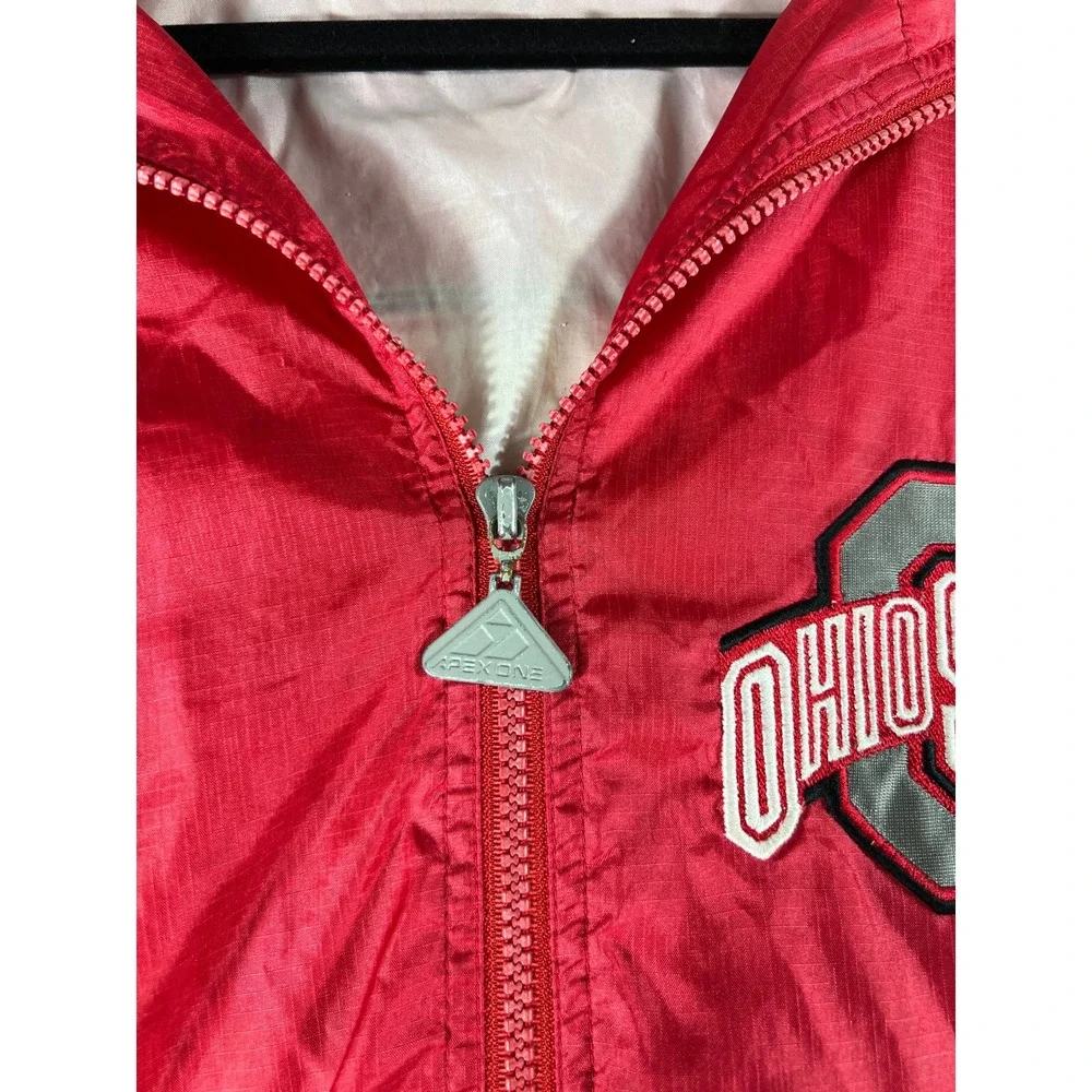 Vintage Apex One Ohio State Buckeyes Windbreaker Jacket Red Grey Mens Medium
